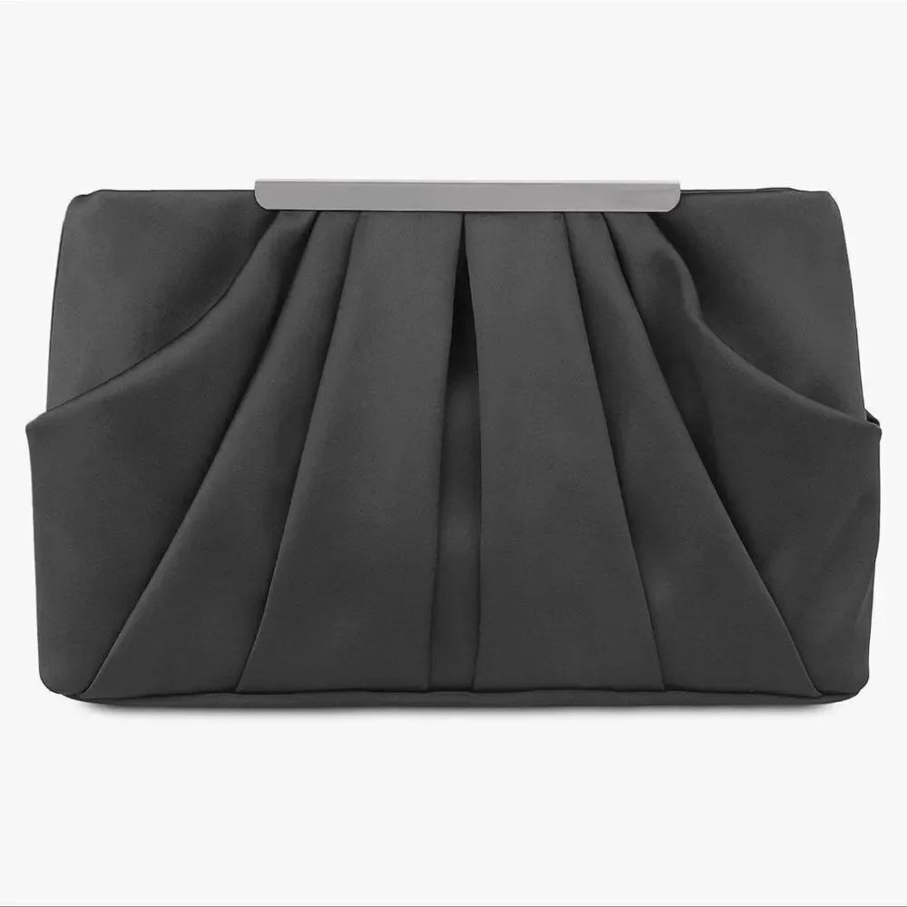 🔸️NWOT Black Satin Convertible Clutch/Crossbody Evening Purse